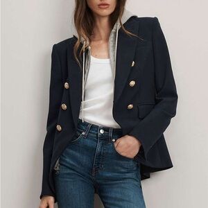 Veronica Beard Miller Dickey Jacket Blue with Gold Buttons